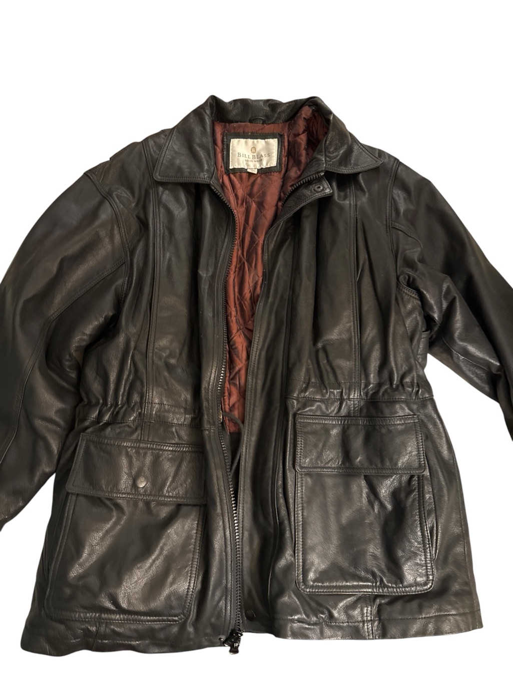 Bill Blass Men's Dark Brown Leather Bomber Jacket